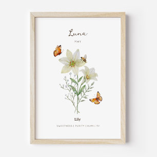 Póster de la flor de nacimiento de lirio
