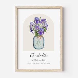 Póster de la flor del mes de nacimiento Iris Viole