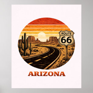 Póster de la franja retro del desierto de Arizona 