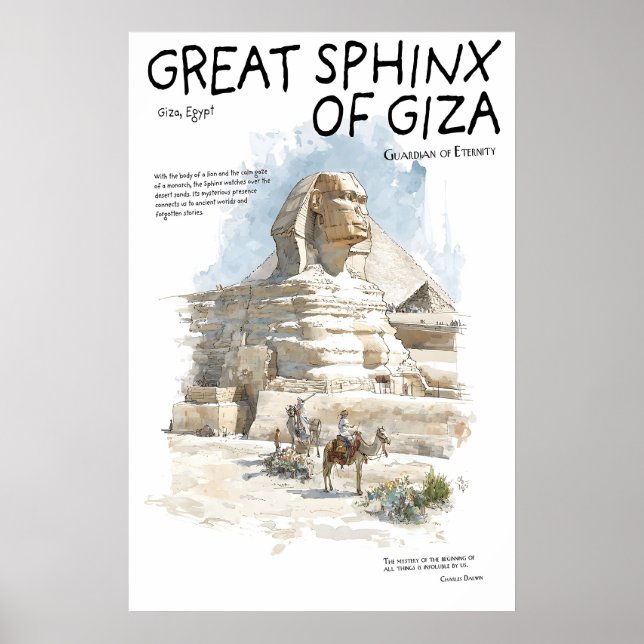Póster de la Gran Esfinge  Giza Egipto Monumento   (Frente)