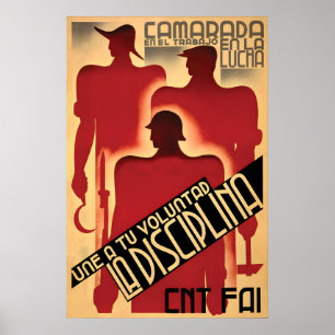 Póster de la Guerra Civil Española Camaradas traba