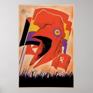 Póster de la Guerra Civil Española Casco Rojo Arte