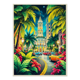 Póster de La Habana histórica de noche.