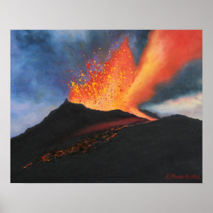 Poster de la impresión del arte del volcán
