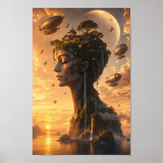 Póster de la Isla Celeste Steampunk de Dreambound