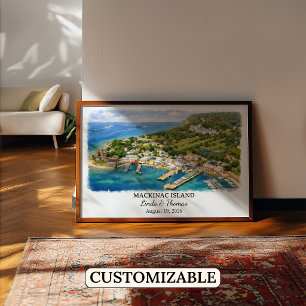 Póster de la Isla Mackinac Michigan, Acuarela, Cus