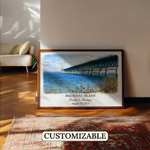 Póster de la Isla Mackinac Michigan, Acuarela, Cus
