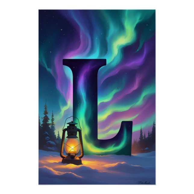Póster de la letra L de Aurora | Arte de las luces (Anverso)