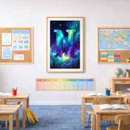 Póster de la letra N de Aurora | Arte de las luces