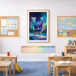 Póster de la letra W de Aurora | Arte de las luces