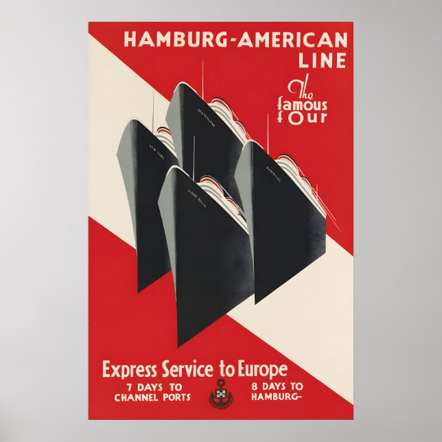 Póster de la Línea Americana de Hamburgo Servicios (Frente)