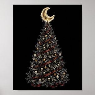 Póster de la luna del árbol gótico — Árbol negro d