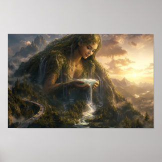 Póster de la Madre Tierra en un Valle de Luz