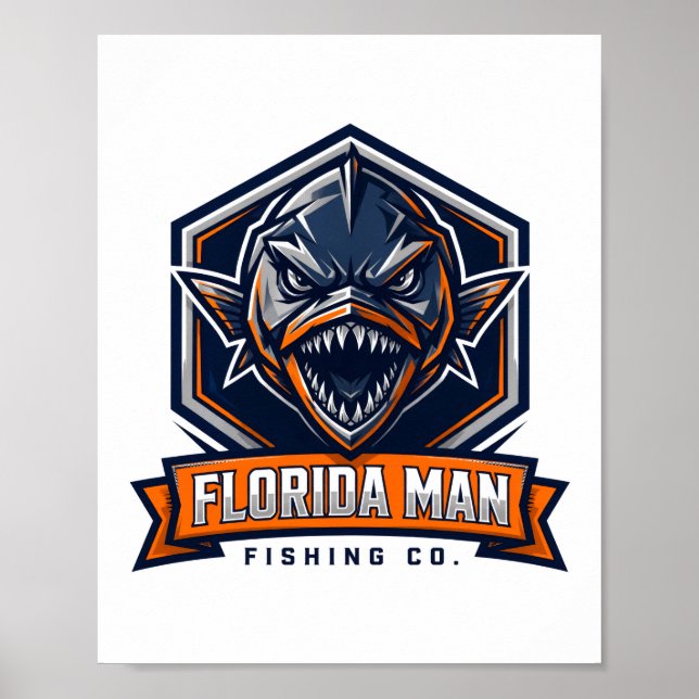 Póster de la marca de pesca con logo de barracuda  (Frente)
