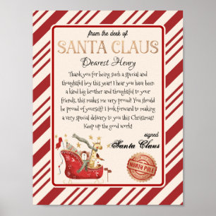 Póster De la mesa de Santa Claus Carta de enrollamiento c