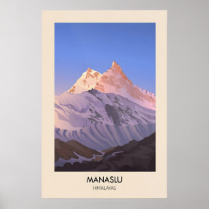 Póster de la Montaña Manaslu Himalayas