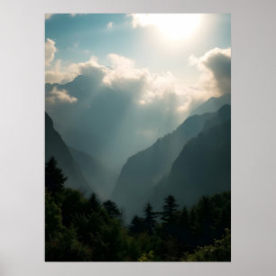 Póster de la Naturaleza Niebla y Rayos de Sol de M