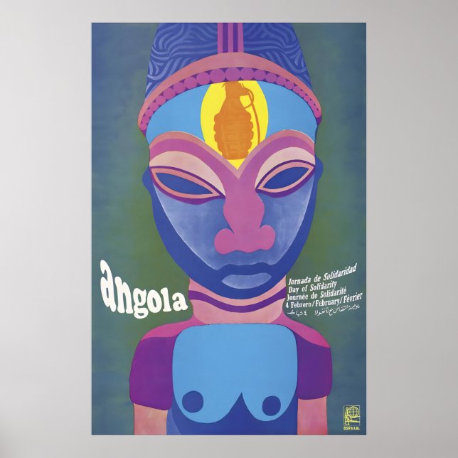 Póster de la OSPAAAL Día de Solidaridad con Angola (Frente)