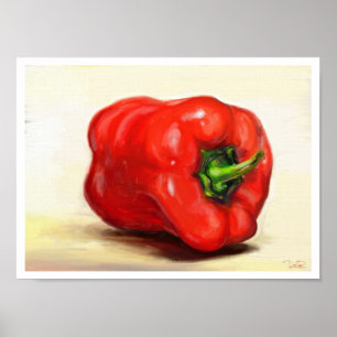 Póster De la paprika roja todavía de la verdura pintura