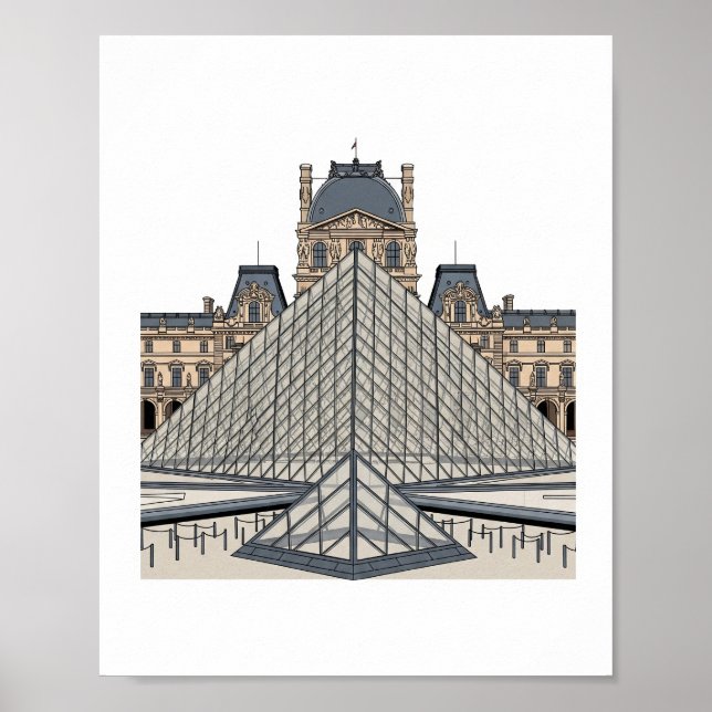 Póster de la Pirámide del Museo del Louvre París (Frente)