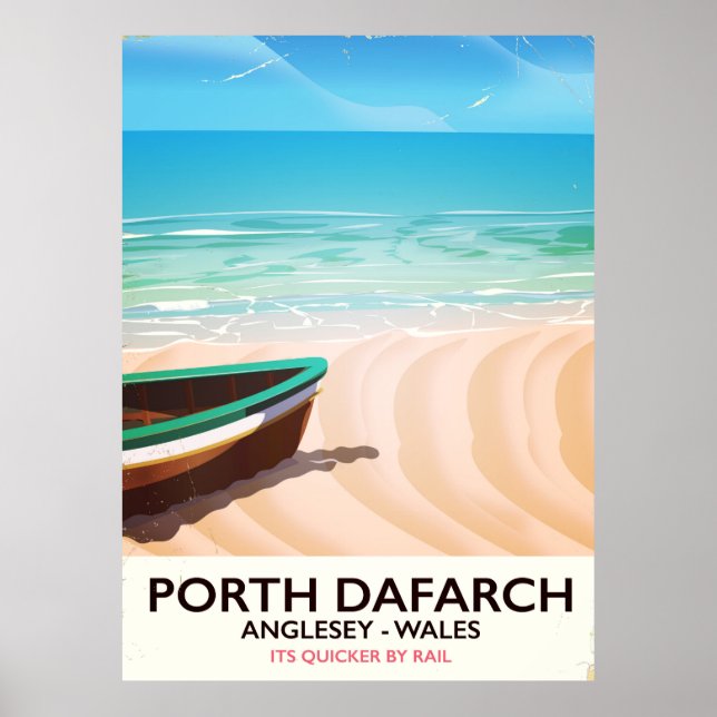 Póster de la playa galesa de Porth Dafarch, Angles (Frente)