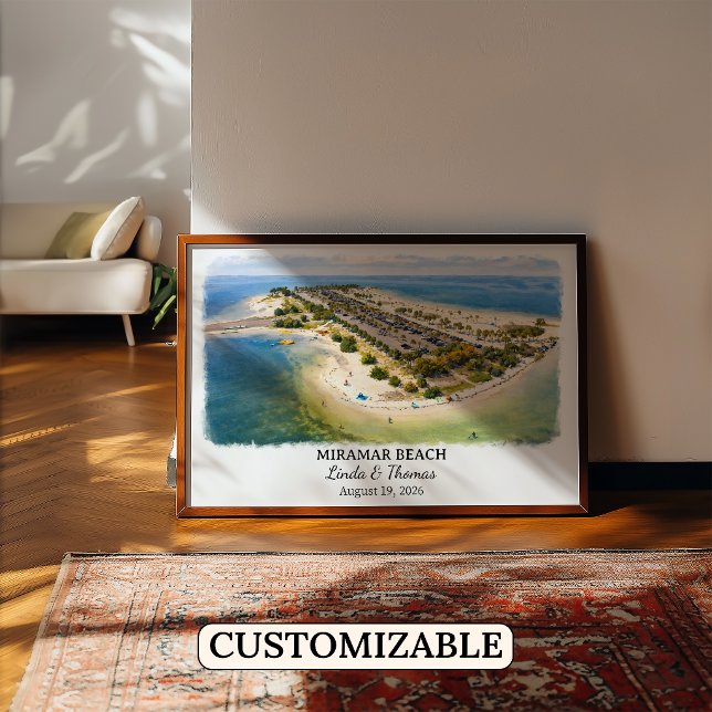 Póster de la playa Miramar Florida, Acuarela, Pers (Subido por el creador)