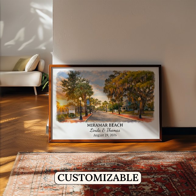 Póster de la playa Miramar Florida, Acuarela, Pers (Subido por el creador)