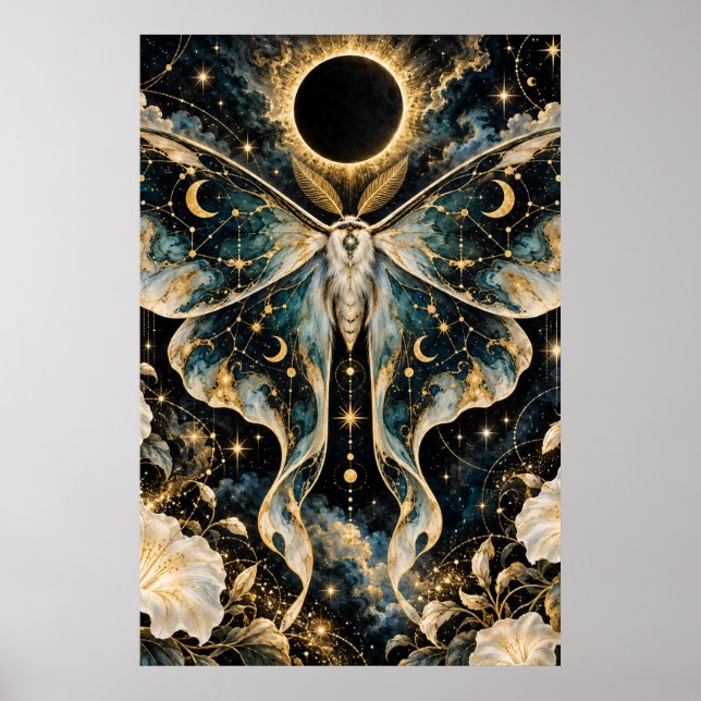 Póster de la polilla del eclipse celestial (Frente)