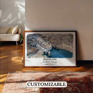 Póster de la presa Hoover Arizona, Acuarela, Perso