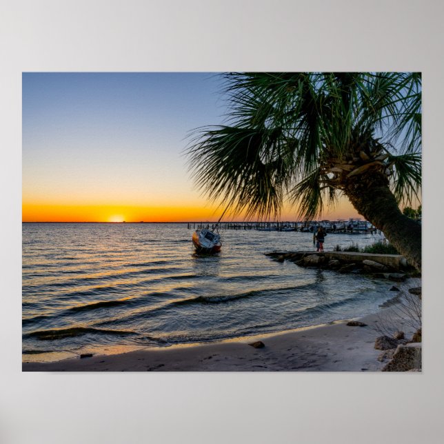 Póster de la puesta de sol de Gulf Breeze Florida (Frente)