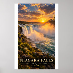 Póster de la puesta de sol de las cataratas del Ni