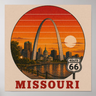 Póster de la puesta de sol del Arco de la Ruta 66