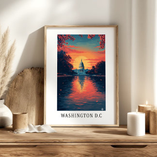 Póster de la puesta de sol del Capitolio de Washin
