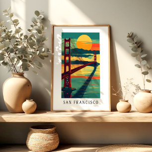 Póster de la puesta de sol del Golden Gate de San