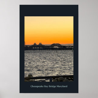 Póster de la puesta de sol del puente de la bahía