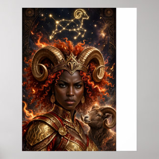Póster de la Reina Africana del Zodiaco Aries