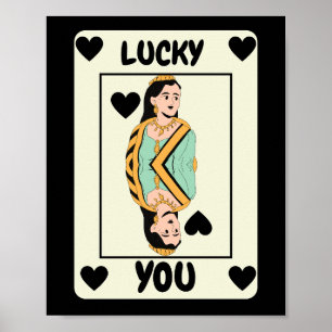 Póster de la Reina de Corazones As Negro, Suerte t