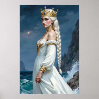 Póster de la Reina de Fantasía Anime de Cabello Bl