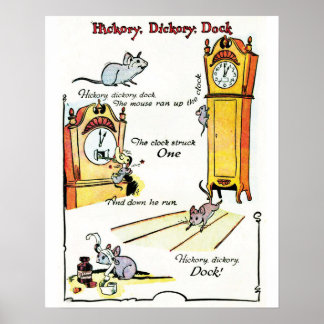 Póster de la rima infantil "Hickory Dickory Dock"