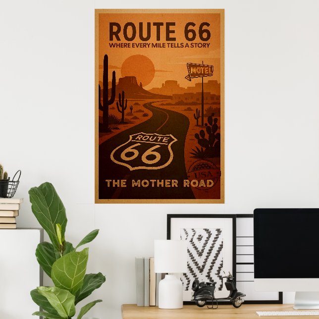 Poster de la ruta 66 - Arte de la unidad escénica  (Oficina en casa)
