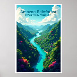 Póster de la selva amazónica Brasil Perú Colombia