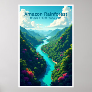 Póster de la selva amazónica Brasil Perú Colombia