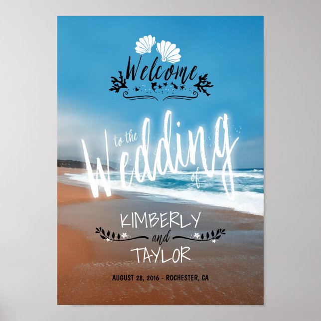 Poster de la señal de bienvenida de la boda de la  (Frente)