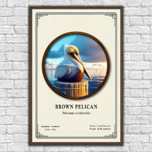 Póster de la serie de zoología del pelícano pardo