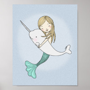 Póster de la Sirena Narval Dulce Decoración Náutic