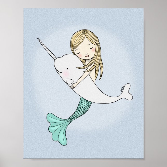 Póster de la Sirena Narval Dulce Decoración Náutic (Frente)