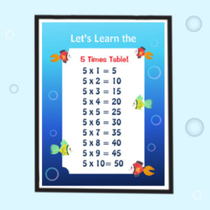 Póster de la tabla del 5 para niños   Matemáticas 