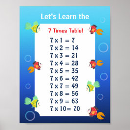 Póster de la tabla del 7 para niños | Matemáticas