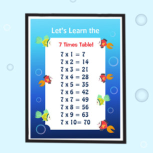 Póster de la tabla del 7 para niños   Matemáticas 