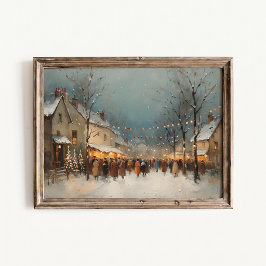 Póster de la tarde del pueblo navideño acogedor